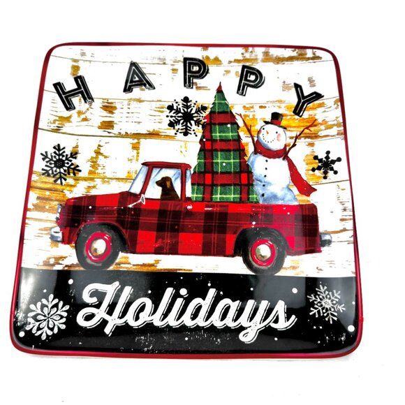 2 Geoffrey Allen 2014 Sleigh Bell 8.5" Square Plates by Certified Internat READ - Picture 9 of 13